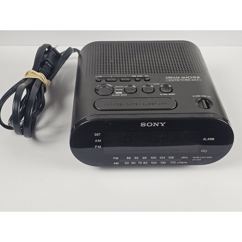 Sony Dream Machine ICF-C218 AM/FM Clock Radio Auto Time Set Black Alarm Clock